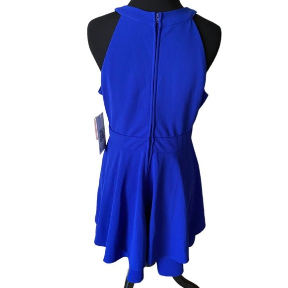 Royal Blue Emerald Sundae Cocktail dress with Gold emblem self Belt Size 11 NWT - Picture 2 of 12